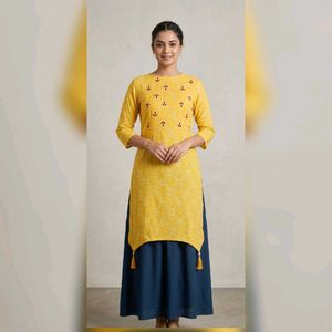 party wear yellow one piece/kurta