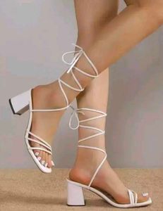 White Lace-Up Heels