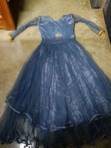 Blue Embroidered Ethnic Gown