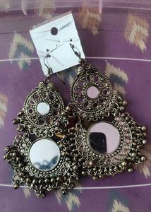Backless Top,Exquisite Mirror Work Jhumka Earrings