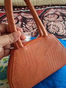 Orange Textured Handbag