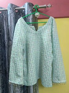 sea green Multi Textured Kurta