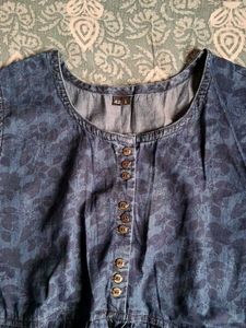 Denim Print Sleeveless Dress