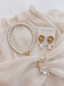 Og Elegant Pearl Necklace & Earrings Set