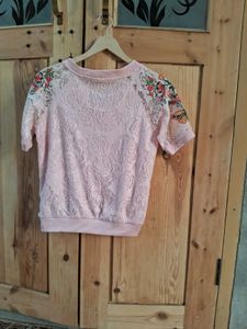 Lace Top with Embroidered Details