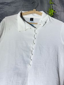 SHEIN Elegant White Button-Down Shirt