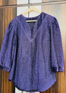 Sparkly Purple Puff Sleeve Top