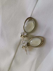 Elegant Oval Stone Dangle Earrings