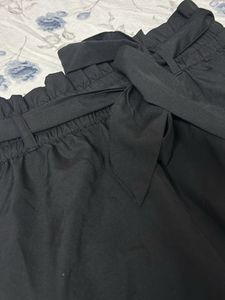 Black Paperbag Waist Shorts