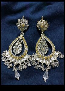 Sparkling Black &amp; White Stone Earrings