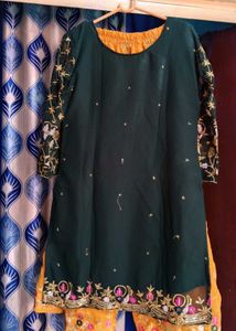 Emerald Green Embroidered Kurti