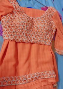 Elegant Peach Embroidered Saree
