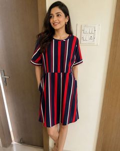Striped Short Sleeve Dress