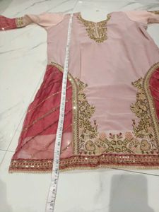Elegant Pink Embroidered Kurta Set 3pc