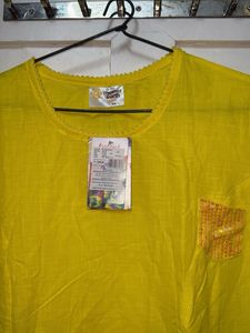 Bright Yellow Kurta with Pocket Detail