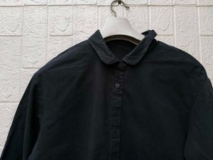 New with tag Korean Black Button-Up Linen Shirt