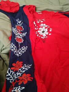 Red Dress with Floral Embroidery