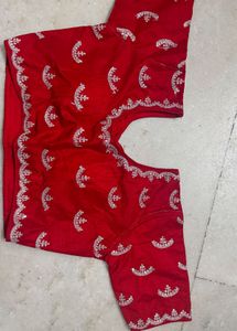 Red Embroidered Padded Blouse