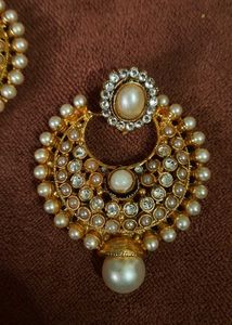 Pearl &amp; Gold Statement Earrings