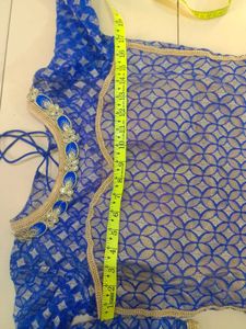 Elegant Blue Kurta with Intricate Gold Embellishme