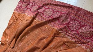 Orange Kurta with Embellished Neckline