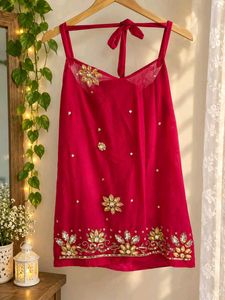 Stunning Red Embellished Halter Neck Top