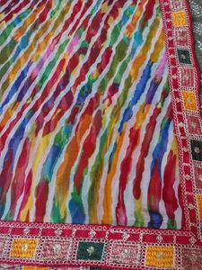 beautiful laharia saree with stiched blouse
