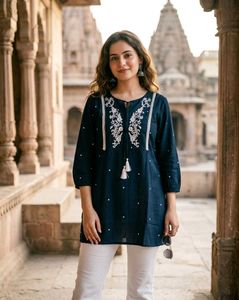 Navy Blue Short Kurti
