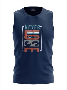 Men's Navy Blue Sleeveless Graphic T-Shirt