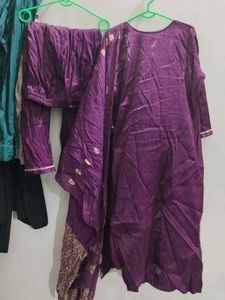 Purple Embroidered Kurta Set