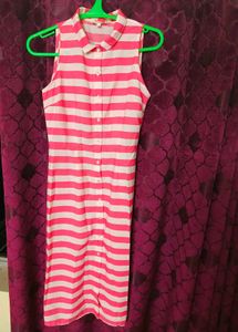 Striped Sleeveless Button-Up Dress