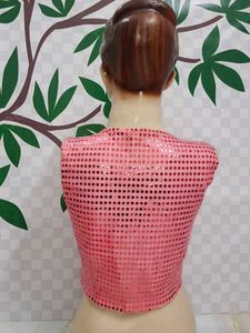 (700)Pink Sequin Vest