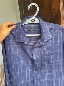 Men's Blue Plaid Slim Fit Shirt