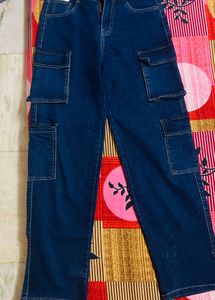 Women's Blue Cargo Jeans