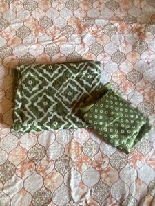 Olive Green Printed  saree