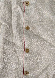 Boy's Cream Jacquard Kurta