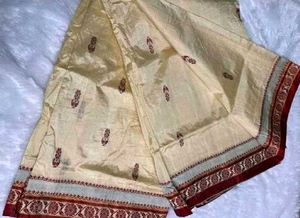 Elegant Cream Saree with Maroon Border