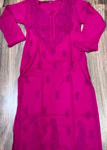 Vibrant Pink Embroidered Kurti