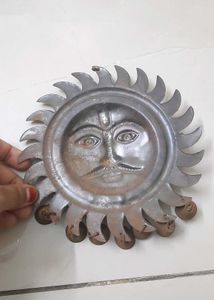 antique sun face decorative wall hanging with bell