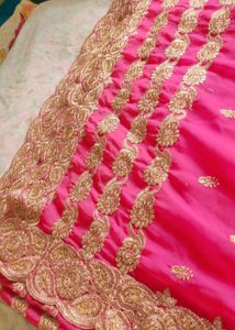 Stunning Pink Embroidered Saree (no blouse)