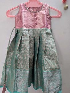 Girls Premium Pink &amp; Mint Green frock