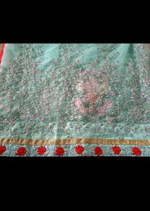 Stunning Embroidered Blue Saree