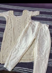 Elegant White Sequined Kurta Set