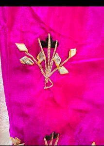Dark Pink Embroidered Saree