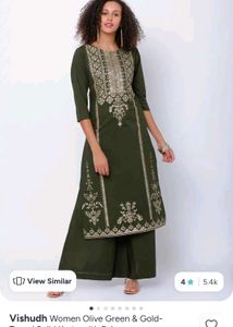 Green Kurta set with Gold Print