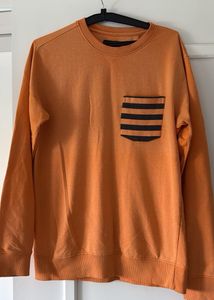 Orange Knit Sweater with Pocket Detail
