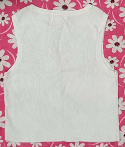 Branded White Ribbed Tank Top