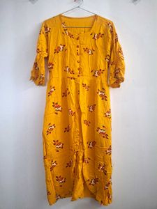 Yellow Floral Print Kurta