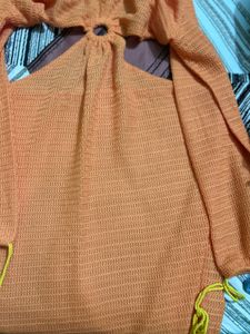 Vibrant Orange Cut-Out Mini Dress