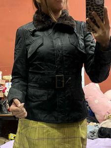 Women's Fur Collar Belted Jacket